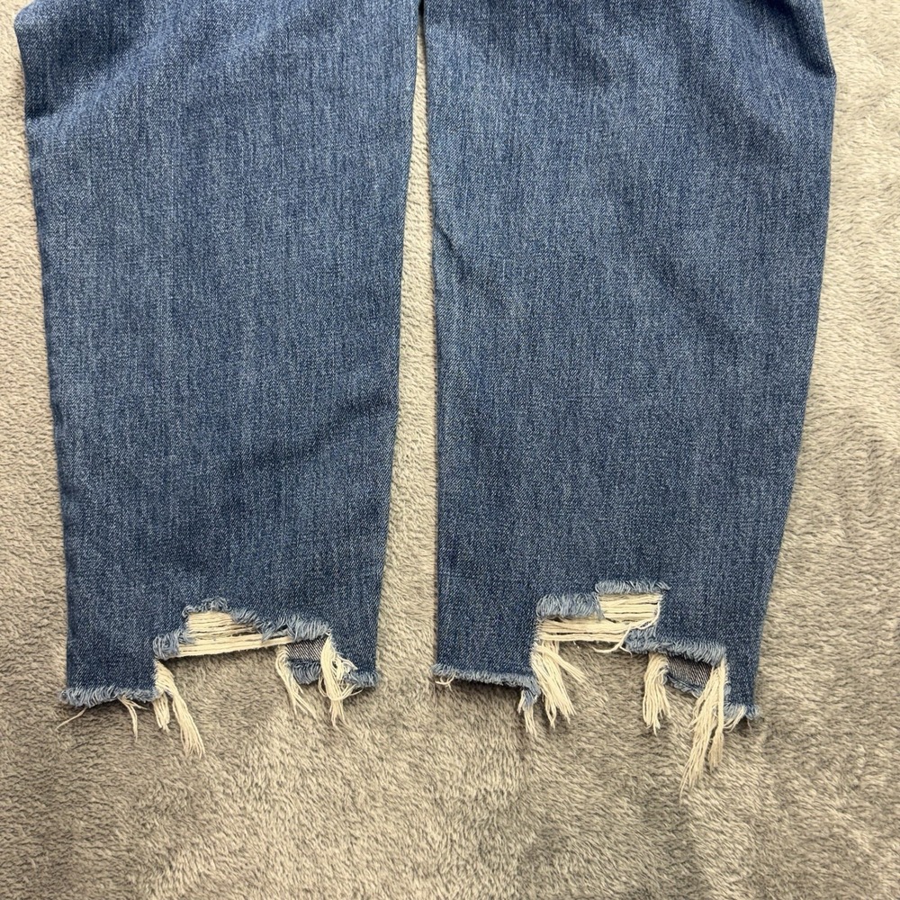 Rue21 Distressed Skinny Jeans Women Size 12 High Rise Blue Denim Raw Hem - Picture 6 of 14